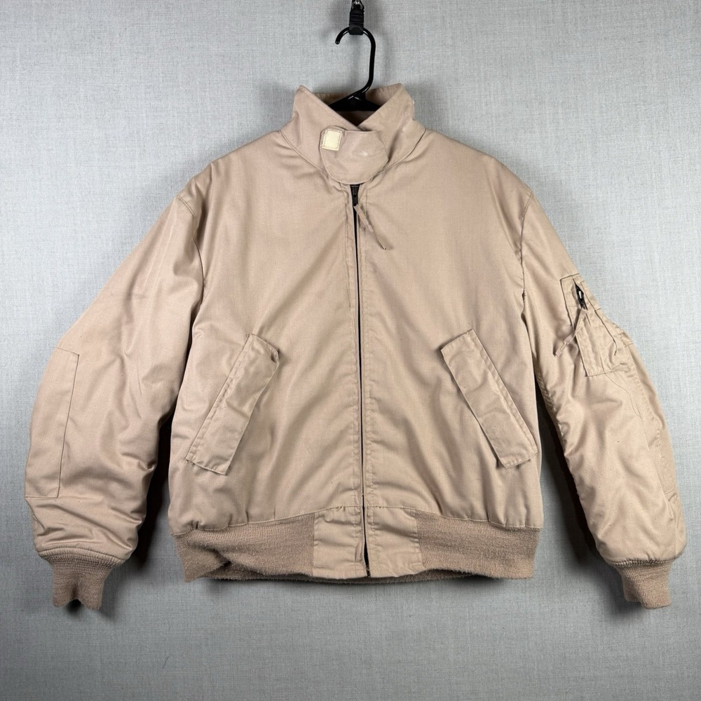 Military Desert Pilot Jacket Size Large CWU Tan Cold Weather Resistant FR Flight